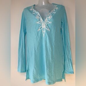 Lilly Pulitzer Cotton Westley Tunic Searulean Blue Top Woman Size  Top S/M